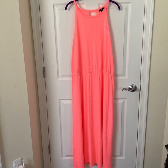 GAP Dresses & Skirts - Gap Neon Pink High Neck Women’s Maxi Dress with Elasticized Waist Size XXL